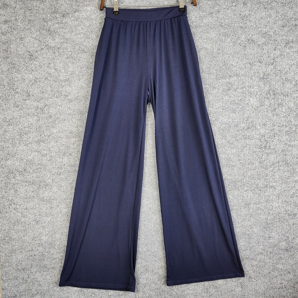 Brigitte Brianna Palazzo Pants Women Medium High Waist Wide Leg Navy Made USA